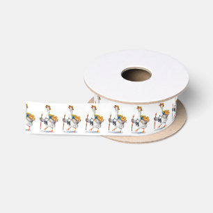Hiking Goose with Backpack and Binoculars Satin Ribbon