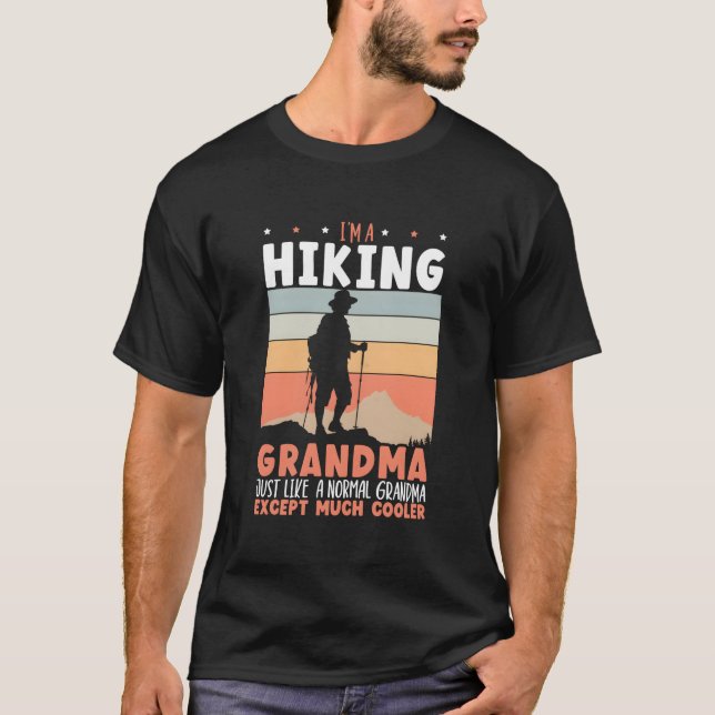 Hiking Grandma Mountain Climbing Hiker Grandmother T-Shirt (Front)