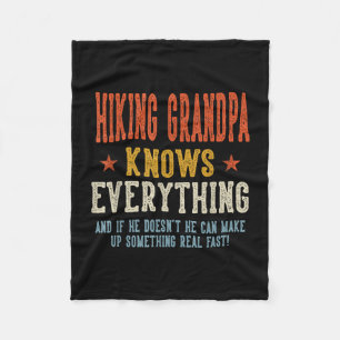 Hiking grandpa knows everything father's day retro fleece blanket