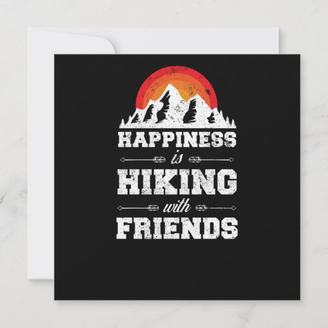 Hiking Happiness Is Hiking With Friends Retro Vint Invitation (Front)