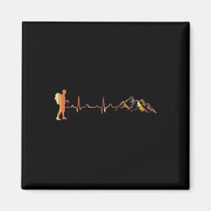 Hiking Heartbeat Ecg Hiker Climber Mountains Hike Magnet