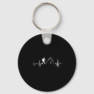 Hiking Heartbeat Mountain Lover Gift Key Ring