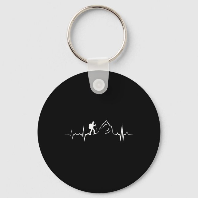 Hiking Heartbeat Mountain Lover Gift  Key Ring (Front)