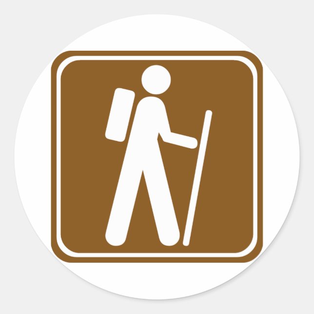 Hiking Highway Sign Classic Round Sticker (Front)