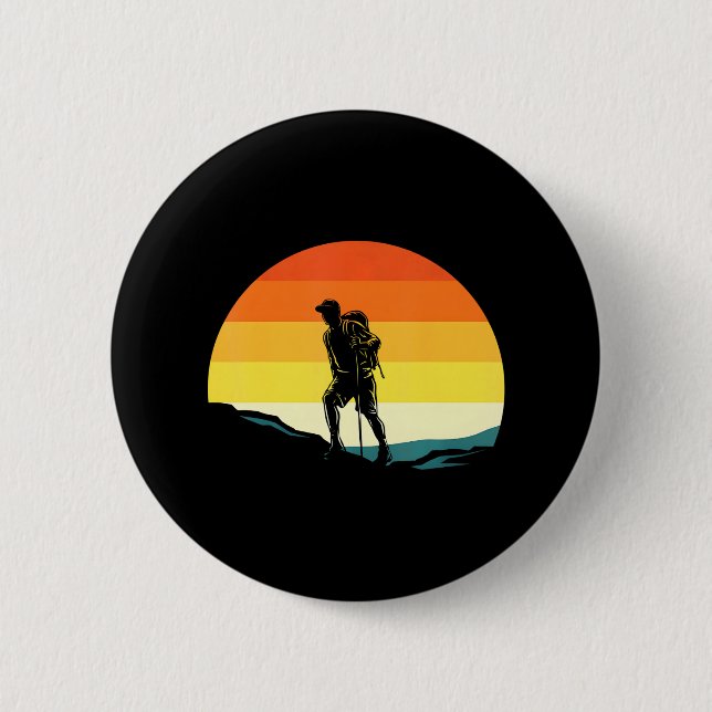 Hiking Hiker Sunset 6 Cm Round Badge (Front)
