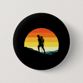 Hiking Hiker Sunset 6 Cm Round Badge