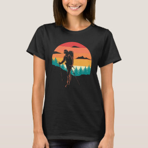 Hiking Hiker Vintage Retro Sunset T-Shirt
