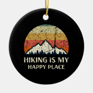 Hiking - Hiking Is My Happy Place Ceramic Ornament