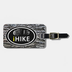 Hiking iHIKE Boot Print Tree Bark Background Luggage Tag