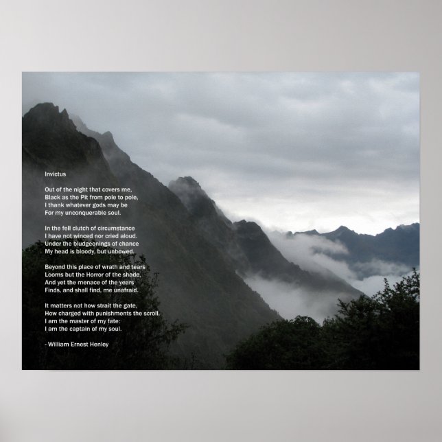 Hiking in the clouds- Invictus poem poster (Front)