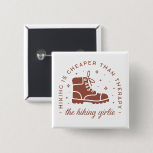 Hiking is cheaper than therapy hiker girlie 15 cm square badge