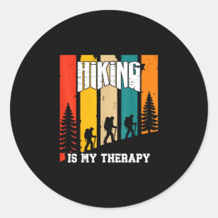 Hiking is my therapy for lovers men women classic round sticker