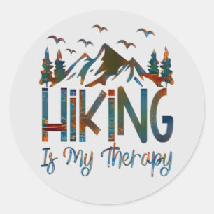 Hiking Is My Therapy, Funny Hiking Classic Round S Sticker