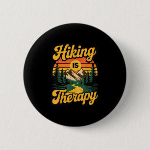 Hiking is therapy 6 cm round badge