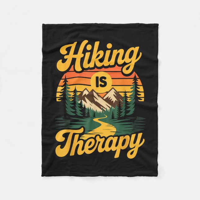 Hiking is therapy  fleece blanket (Front)