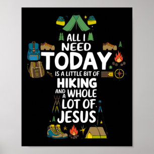 Hiking Jesus Christ Religion Christian Hiker Chris Poster