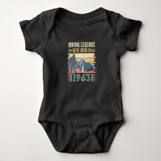 hiking legends were born in1963 baby bodysuit