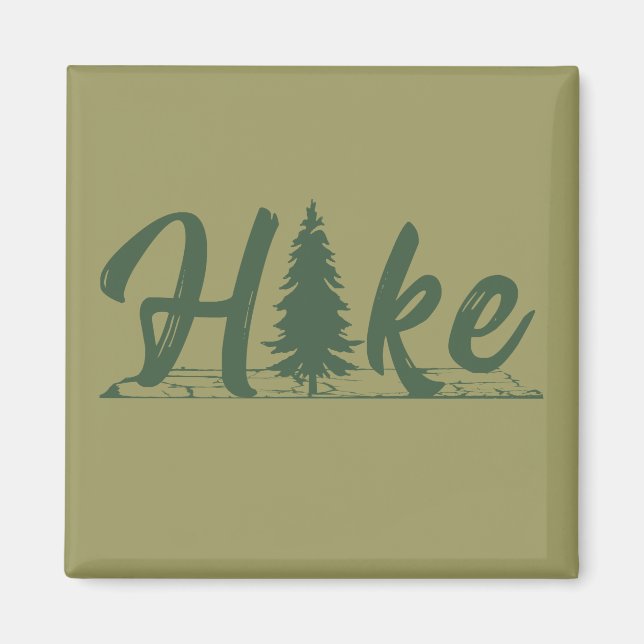 Hiking logo hike hikers with pine tree magnet (Front)