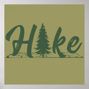 Hiking logo hike hikers with pine tree poster