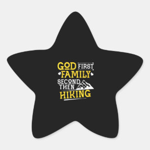 Hiking Lover   God Love Hiking Star Sticker