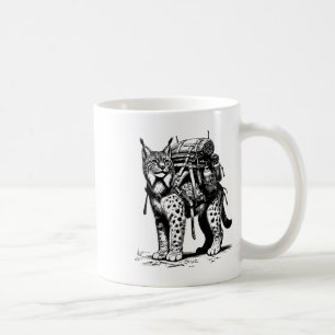 Hiking Lynx Backpacking Animals Funny Cottagecore Coffee Mug