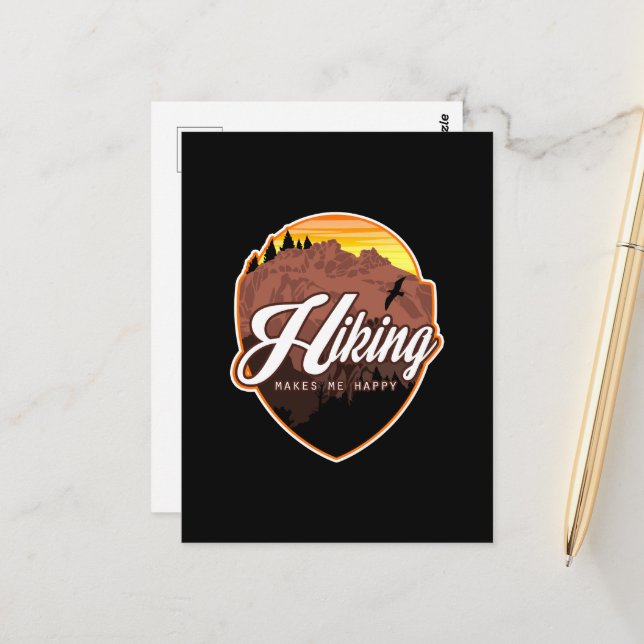 Hiking Makes Me Happy Postcard (Front/Back In Situ)