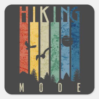 Hiking Mode Nature Outdoors Mountain Camping Funny Square Sticker