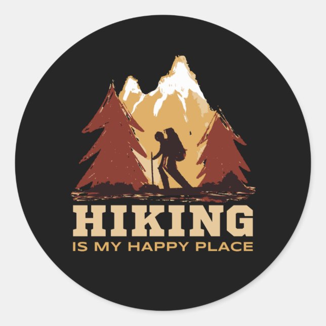 Hiking Mountain Outdoor Trekking Camping Nature Classic Round Sticker (Front)
