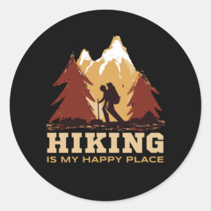 Hiking Mountain Outdoor Trekking Camping Nature Classic Round Sticker
