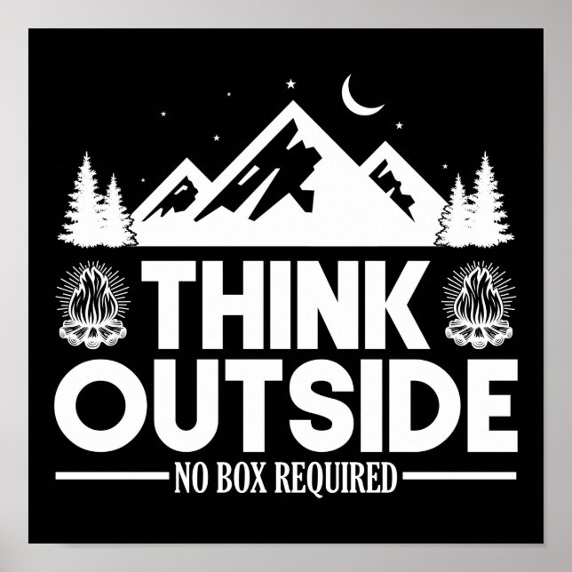Hiking Mountain Think Outside No Box Required Poster (Front)