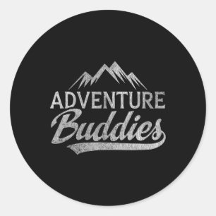 Hiking Mountains Adventure Buddies Couples Classic Round Sticker