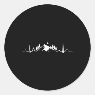 Hiking Mountains Heartbeat Adventures Climbing Hik Classic Round Sticker