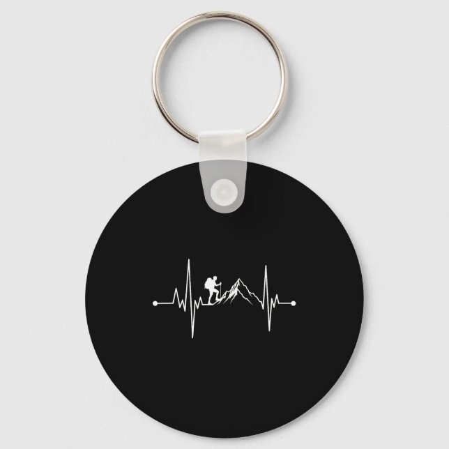 Hiking Mountains Heartbeat Hiker Adventures  Key Ring (Front)