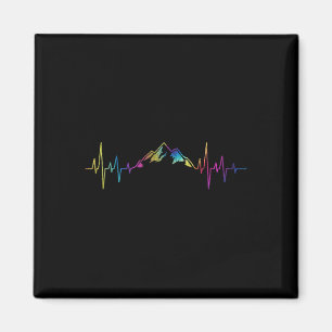 Hiking Mountains Heartbeat Hiker Adventures Tie Dy Magnet