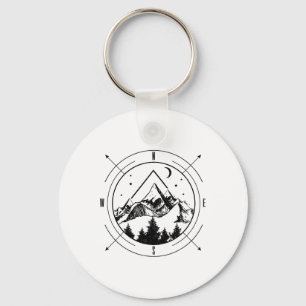 Hiking Mountains Nature Camping Comp Outdoor Hiker Key Ring