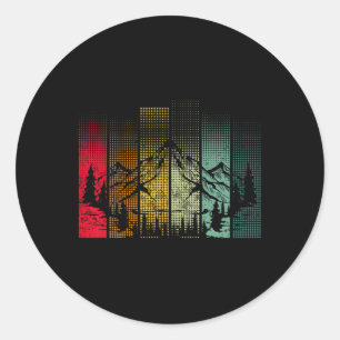 Hiking Mountains Trees Outdoors Nature Wildlife Re Classic Round Sticker