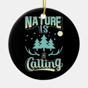 Hiking Nature Is Calling Ceramic Ornament