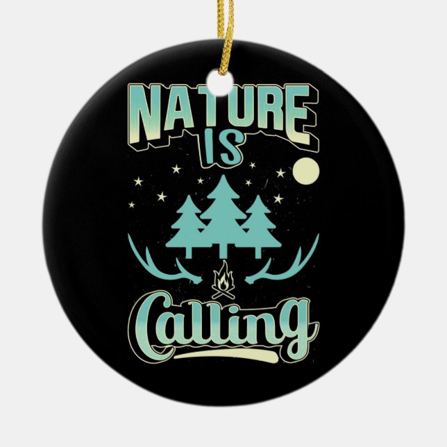 Hiking Nature Is Calling Ceramic Ornament (Front)