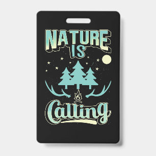 Hiking Nature Is Calling ID Badge
