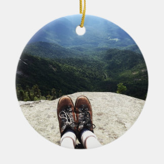 Hiking On Top of the World (version 1) Ceramic Ornament