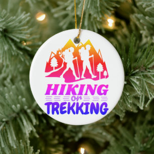 Hiking or Trekking Ceramic Ornament