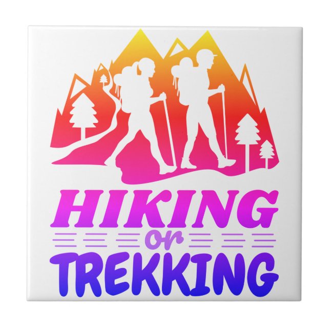 Hiking or Trekking Ceramic Tile (Front)