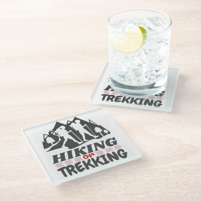 Hiking or Trekking Glass Coaster (Angled)