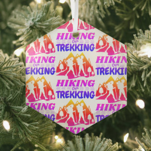 Hiking or Trekking Glass Tree Decoration