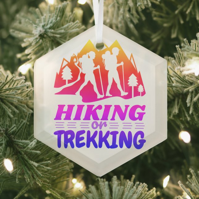 Hiking or Trekking Glass Tree Decoration (Insitu)