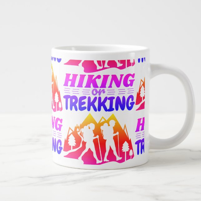Hiking or Trekking Large Coffee Mug (Right)