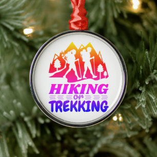Hiking or Trekking Metal Ornament