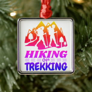 Hiking or Trekking Metal Ornament