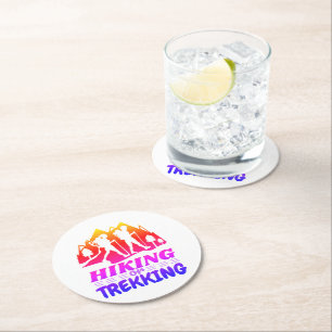 Hiking or Trekking Round Paper Coaster