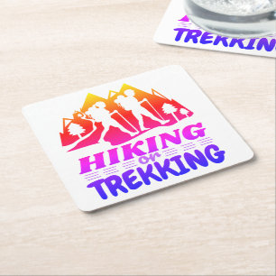 Hiking or Trekking Square Paper Coaster